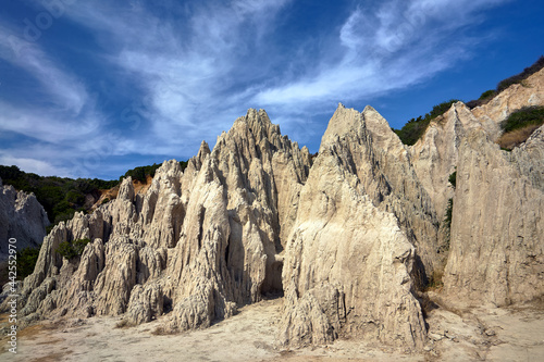 Formed by erosion rocks on the coast of the Greek island