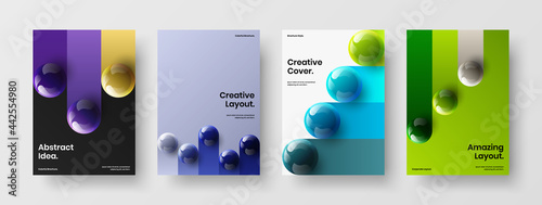 Simple realistic orbs catalog cover illustration bundle. Colorful leaflet design vector concept composition.
