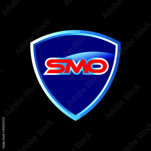 SMO letter logo design with black background in illustrator, vector logo modern alphabet font overlap style. calligraphy designs for logo, Poster, Invitation, etc.