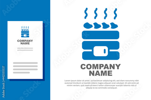 Blue Hot sauna stones icon isolated on white background. Spa resort recreation, bathhouse relaxation. Hot stones on electric heater. Logo design template element. Vector