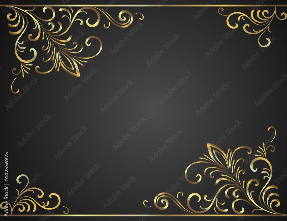 Gold openwork pattern on a dark background.