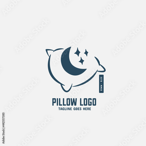 Pillow logo design template. bed and lodging vector illustration.