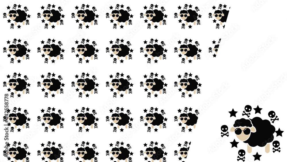 The black sheep of the family, seamless pattern