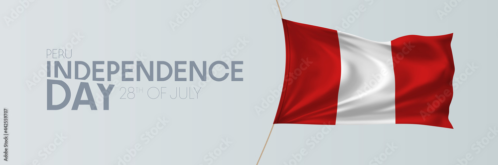 Peru independence day vector banner, greeting card.