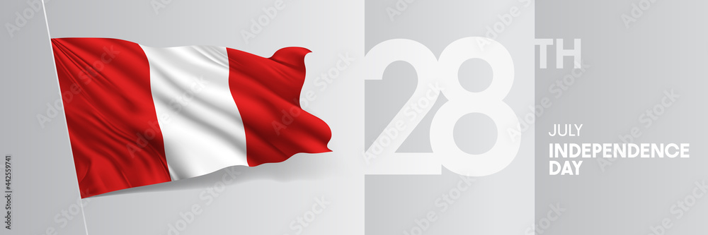 Peru happy independence day greeting card, banner vector illustration