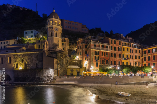 Vernazza village in Cinque Terre at night, Italy