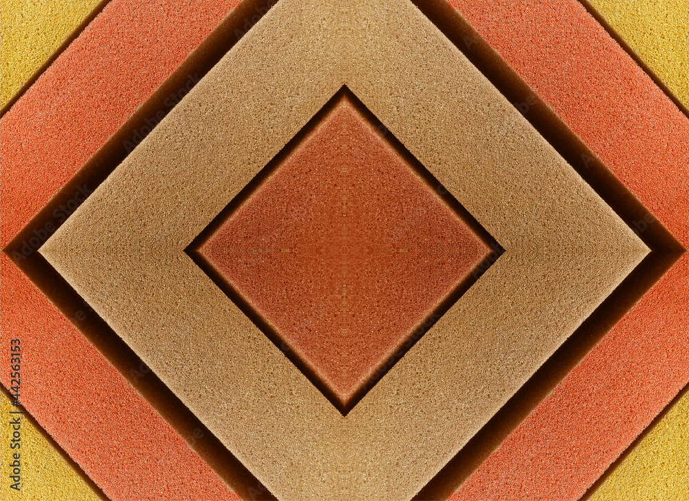 Fototapeta premium spongy foam surface texture rectangular decoration with a combination of soft pastel colors, beige, orange and yellow.
