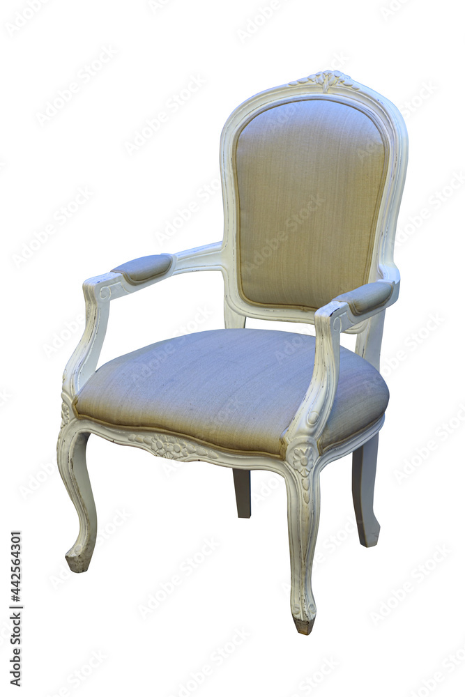 Wooden chair with fabric cushion isolated on white background Wooden chair with fabric cushion isolated on white background
