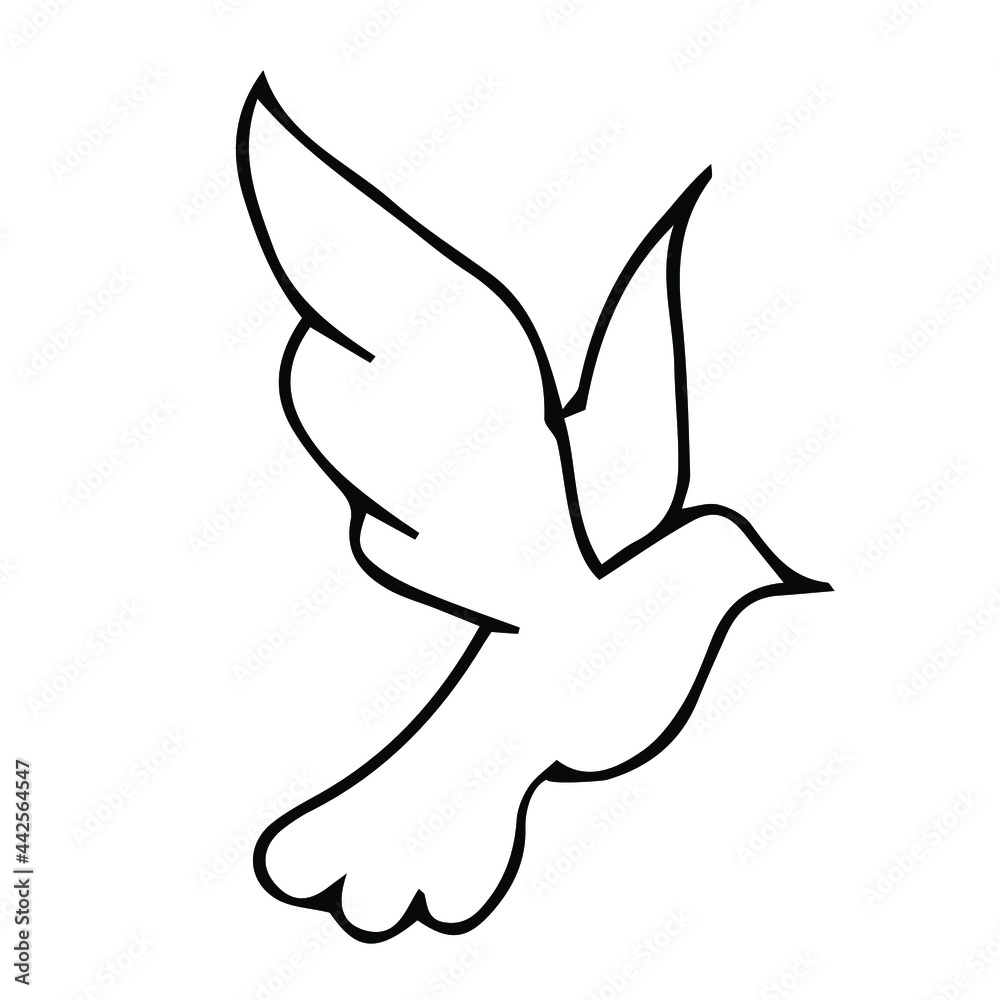 Hand-drawn illustration of a dove. Vector doodle birds isolated on white background for your design of wedding cards, posters, invitations. Hand-drawn illustration of a dove. Vector doodle birds isolated on white background for your design of wedding cards, posters, invitations.