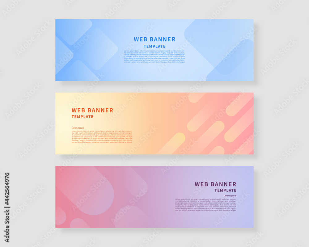 Web banner template set. Collection of horizontal banners design. Vector illustration.