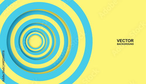 Abstract. Colorful pastels blue, yellow circle mirage shape overlap background. paper art style ,light and shadow. vector.