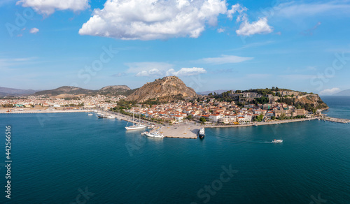 Nafplio or Nafplion city, Greece, Old town and fortress aerial drone view. photo