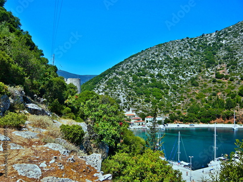 Greece, the island of Ithaki - a view of the harbor in town Frikes photo
