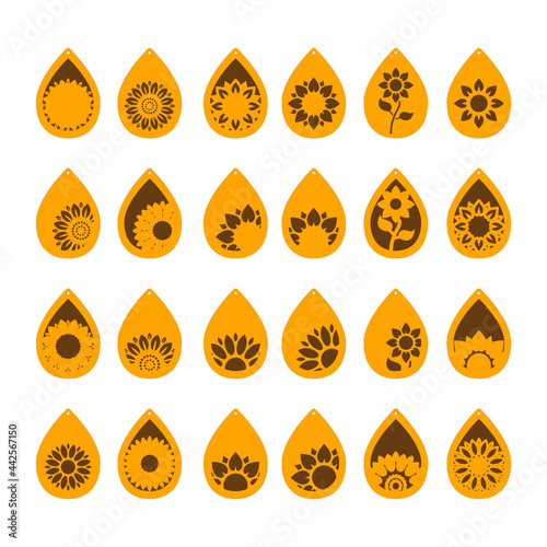 sunflower earrings bundle vector illustration design