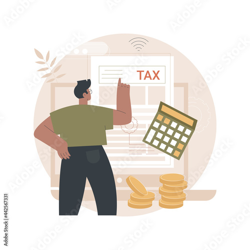 Electronic tax filing abstract concept vector illustration. File personal income statement, gather paperwork, e-file documents, tax preparation online software, IRS form abstract metaphor.