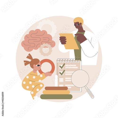 Developmental Screening abstract concept vector illustration. Child development assessment, developmental monitoring, screening practice, kids behavioral evaluation, primary abstract metaphor.