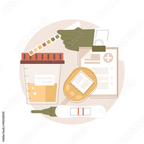 Urinalysis abstract concept vector illustration. Diabetes diagnostics, urinalysis result, urine analysis, laboratory testing service, health problem detection, pregnancy test abstract metaphor.