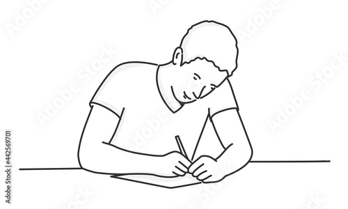 Man writing letter.