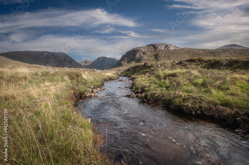 Landscape. Small river in the valley "Poisoned Glenn". Dunlewey. Donegal. Ireland