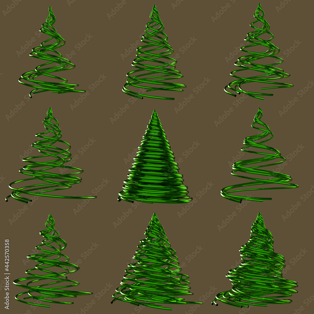 Abstract Christmas tree poinsettia. 3D Illustration.