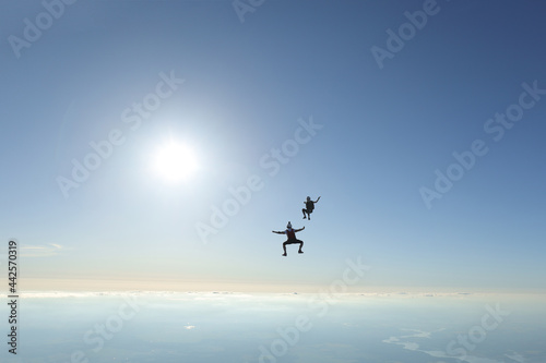 Skydiving. Freefly. Skydivers are having fun in the sky. © Sky Antonio
