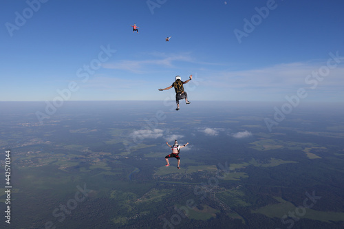 Skydiving. Freefly. Skydivers are having fun in the sky.