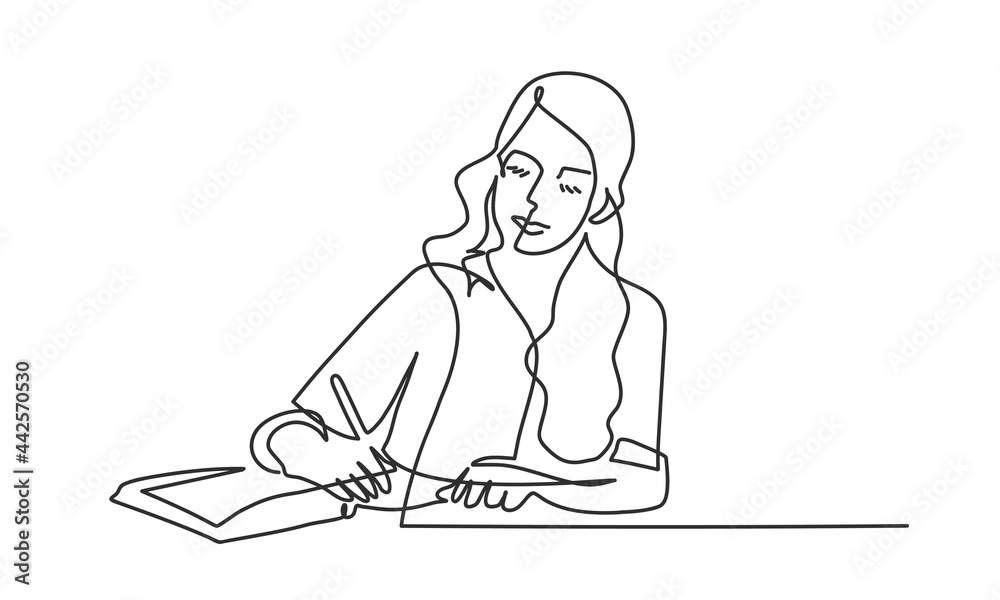 Woman writing letter.