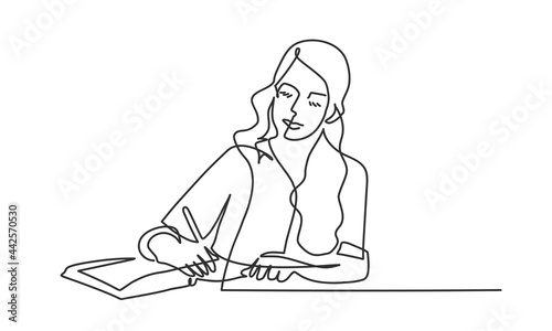 Woman writing letter.