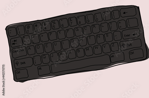 Vector image of gray computer keyboard