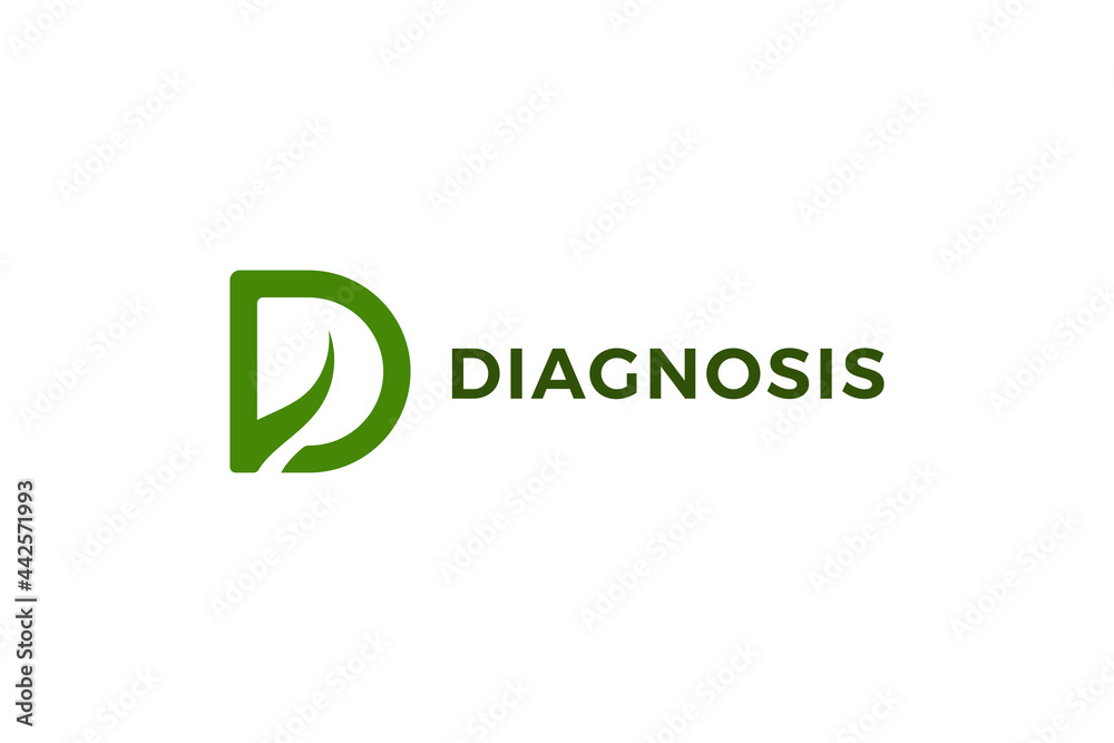 Letter D green color leafy diagnosis business logo Letter D green color leafy diagnosis business logo