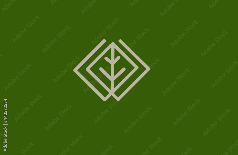 Vector logo of rectangular leaf shaped and letter W Vector logo of rectangular leaf shaped and letter W