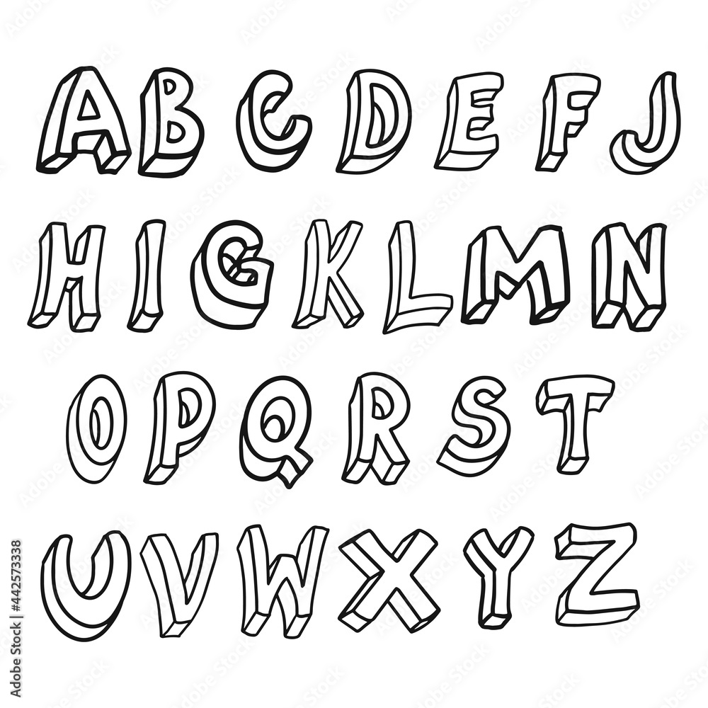 Doodle hand drawn vector cute isolated font Doodle hand drawn vector cute isolated font