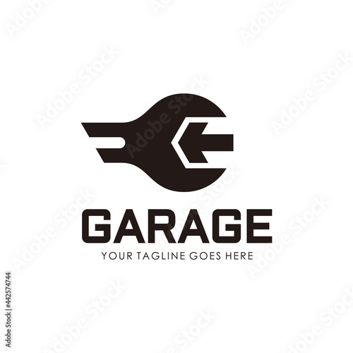 wrench  with enter arrow for automotive car or motor garage logo design