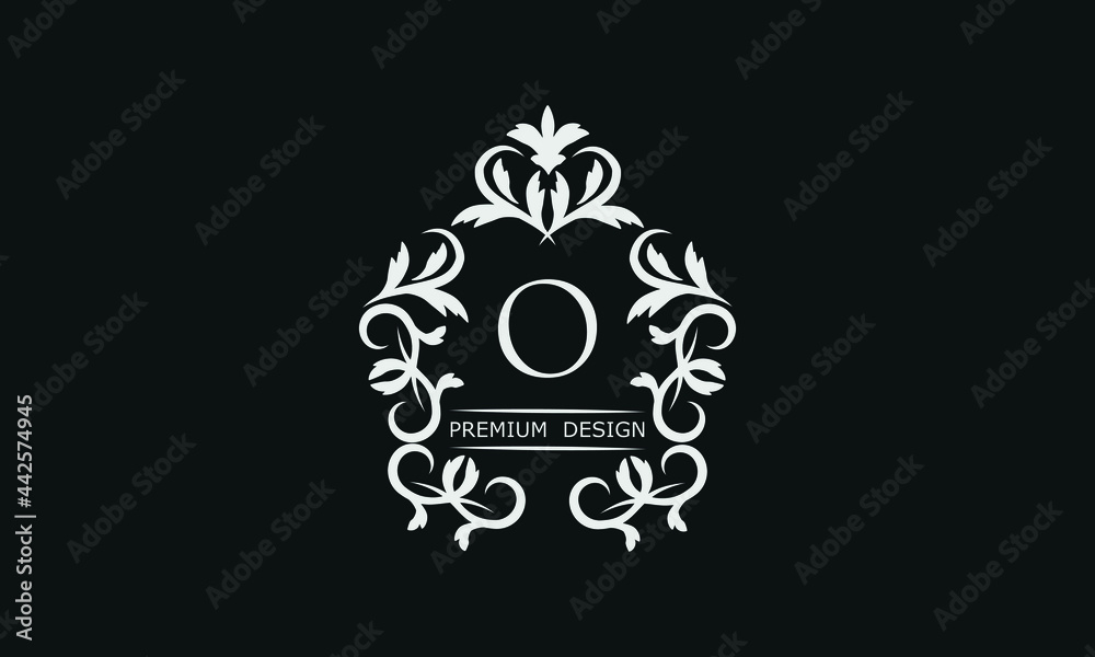 Fototapeta premium Monogram letter O. Luxury identity logo for restaurant, royalty, boutique, cafe, hotel, heraldic, fashion and more.