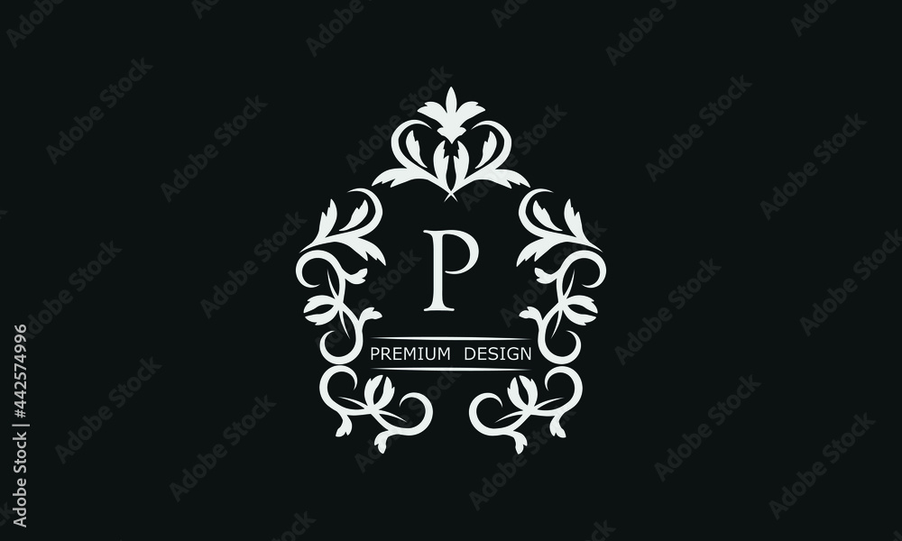 Monogram letter P. Luxury identity logo for restaurant, royalty, boutique, cafe, hotel, heraldic, fashion and more.