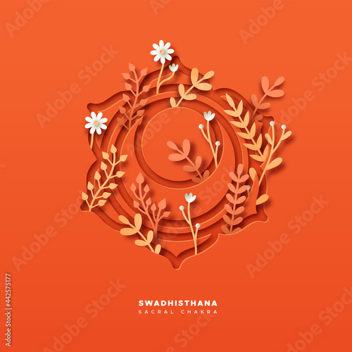 Paper cut nature yoga sacral chakra symbol cutout