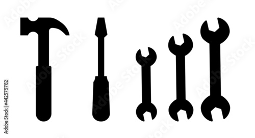 Wrench hammer screwdriver tools vector icons