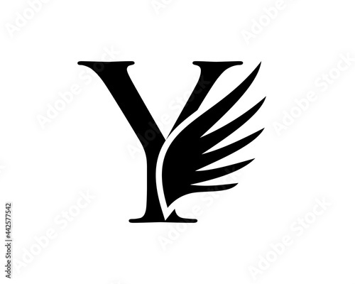 Wing logo with Y letter concept. Y letter logo with wing