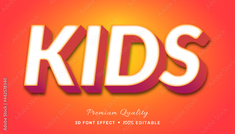 3d kids - editable text effect