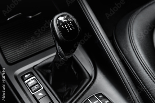 Photos Manual gearbox handle in the car.