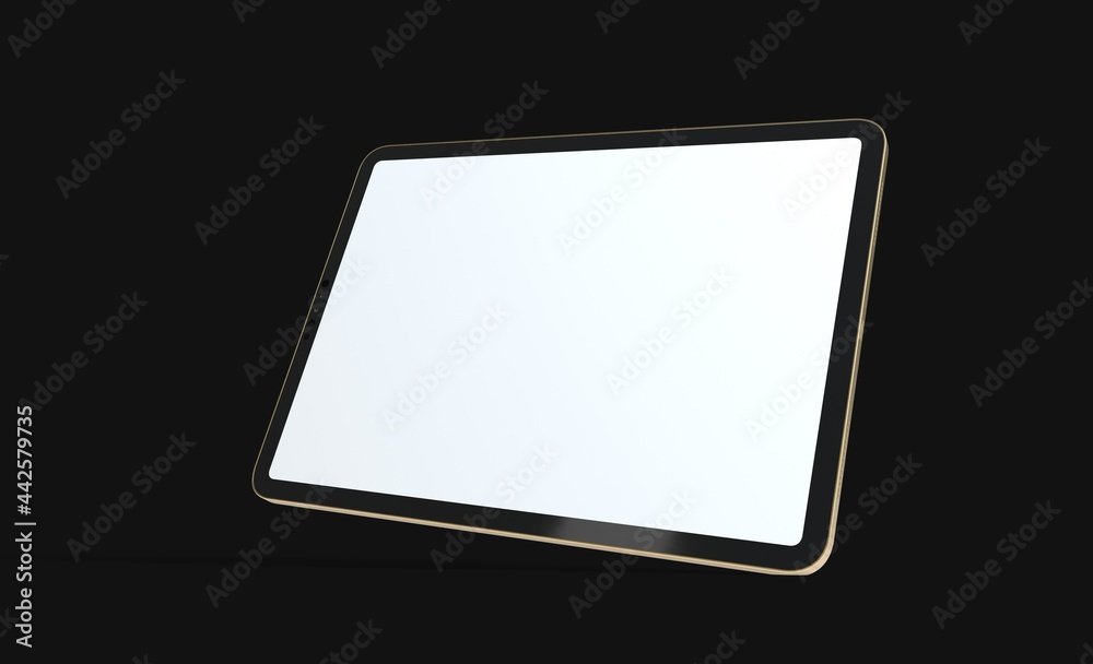 Photo Black tablet computer with blank 3d black background