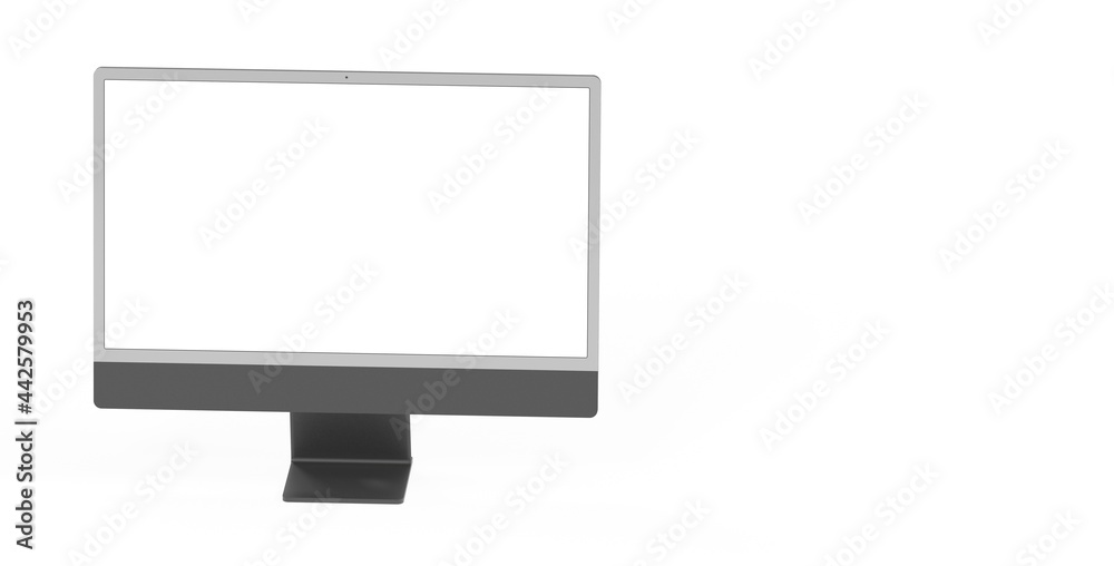 Computer display mock up with blank white screen. Stylish desktop computer mockup. Computer display mock up with blank white screen. Stylish desktop computer mockup.