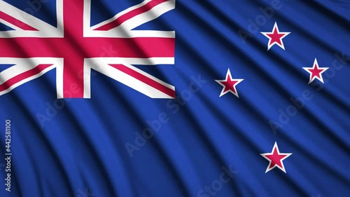 Wallpaper Mural New Zealand flag in motion. National background. Smooth fabric waves. 4K video. 3D rendering. Torontodigital.ca