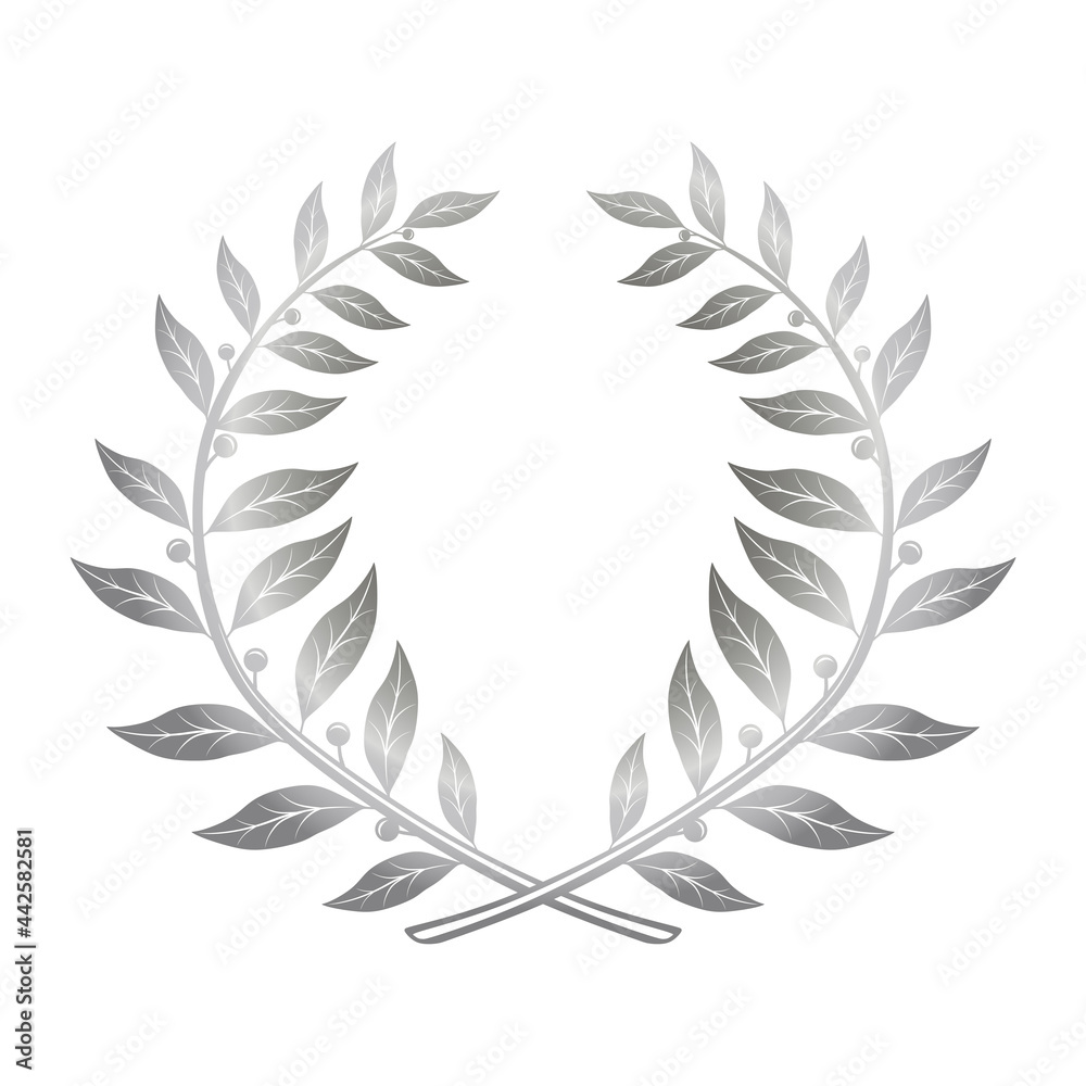 Silver laurel wreath of the winner with berries, isolated image on a white background. Vector graphics Silver laurel wreath of the winner with berries, isolated image on a white background. Vector graphics