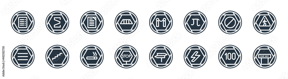signs filled icons. glyph vector icons such as one way street, shock, urban street traffic, is identical with, prohibition, paper sheet, premiere fencing, the sum of sign isolated on white signs filled icons. glyph vector icons such as one way street, shock, urban street traffic, is identical with, prohibition, paper sheet, premiere fencing, the sum of sign isolated on white