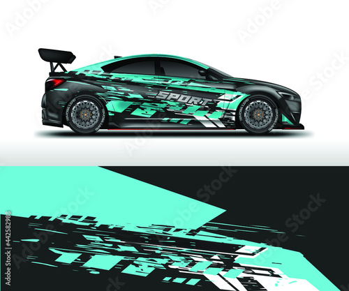 Decal Car Wrap Design Vector. Graphic Abstract Stripe Racing Background For Vehicle, Race car, Rally, Drift Ready Print Eps 10