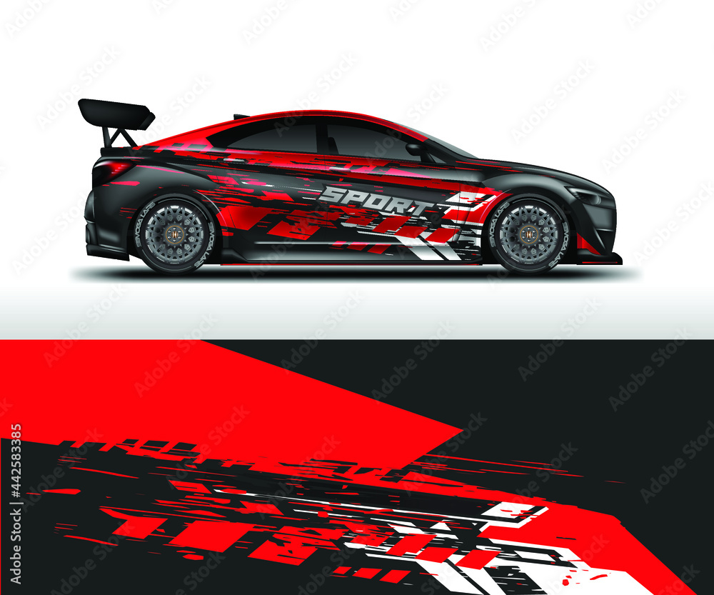 Decal Car Wrap Design Vector. Graphic Abstract Stripe Racing Background For Vehicle, Race car, Rally, Drift Ready Print Eps 10