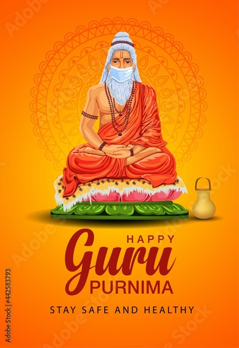 Creative vector Illustration for the Day Of Honoring Celebration Guru Purnima. corona virus covid-19 concept