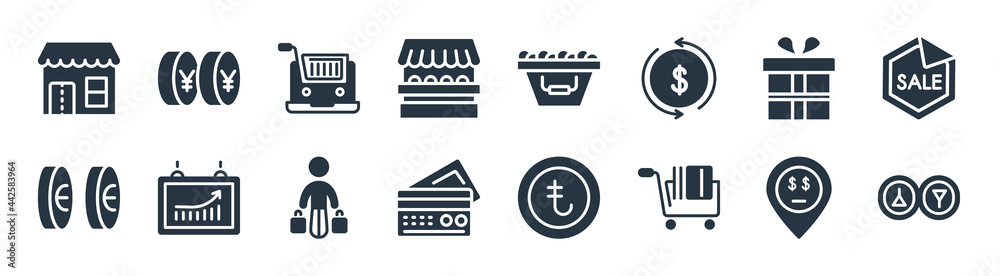 commerce filled icons. glyph vector icons such as men and women toilet, e commerce shopping cart tool, big cit card, null, wrapped gift box with ribbon, online store cart, basket full, yens coins commerce filled icons. glyph vector icons such as men and women toilet, e commerce shopping cart tool, big cit card, null, wrapped gift box with ribbon, online store cart, basket full, yens coins