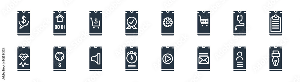 mobile app filled icons. glyph vector icons such as edit tool, messages, stop watch, health, medical app, purchase, applications, homepage sign isolated on white background. mobile app filled icons. glyph vector icons such as edit tool, messages, stop watch, health, medical app, purchase, applications, homepage sign isolated on white background.